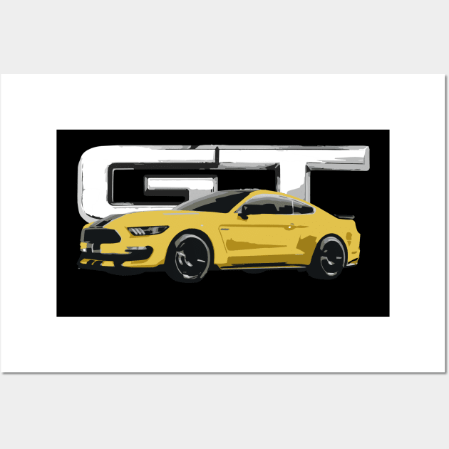 GT Mustang lightning yellow Ford Wall Art by cowtown_cowboy